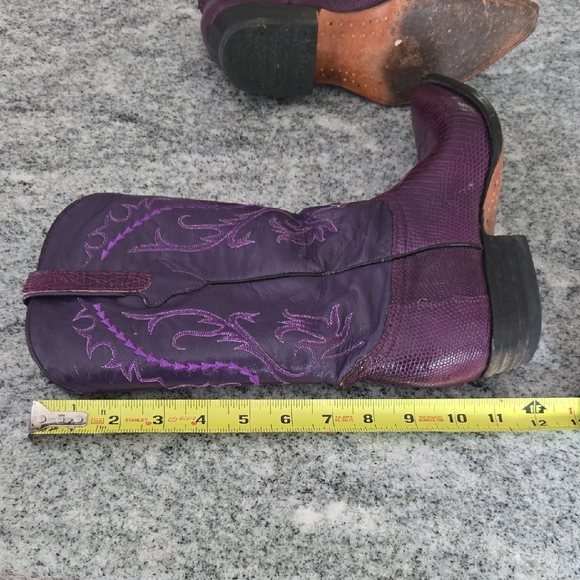Cuadra Mexico Size 6.5 Mid-Calf Iguana Lizard Purple Dyed Leather Western Boots - Picture 16 of 16